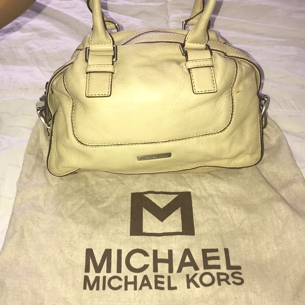 Winter White Michael Kors Bowler Bag.